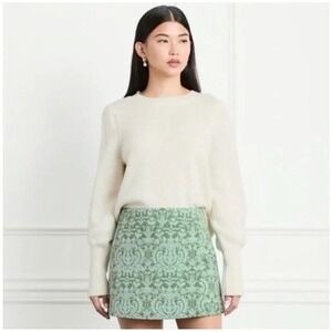 Hill House Home Tatiana Wrap Mini Skirt Green Jacquard Size S Boho Preppy Chic